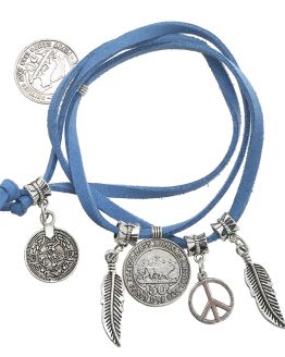 Hippe blauwe armband met bedels