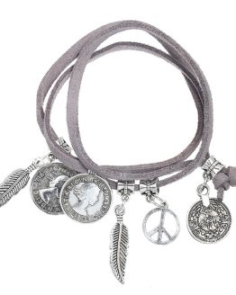 hippe grijze armband met bedels