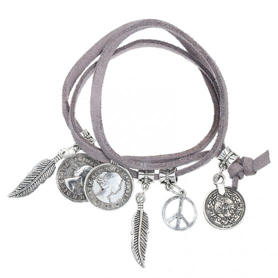 hippe grijze armband met bedels