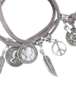 hippe grijze armband met bedels