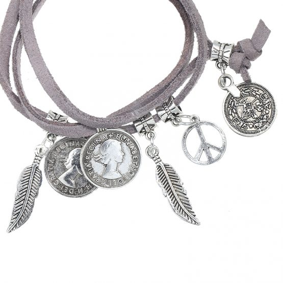 hippe grijze armband met bedels