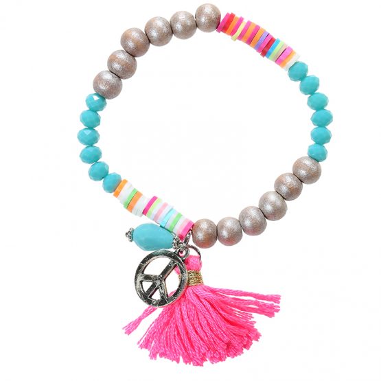armband ibizastyle met franje en bedel