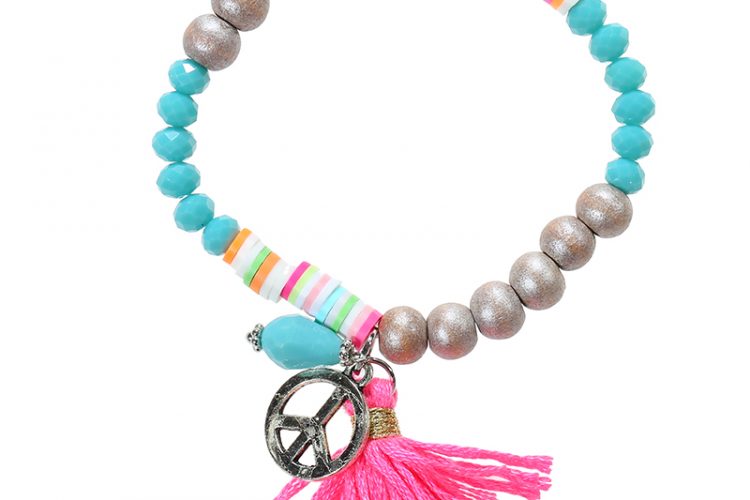 armband ibizastyle met franje en bedel