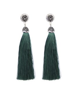 Lange chique groene tassel oorbellen