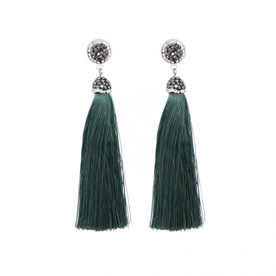 Lange chique groene tassel oorbellen