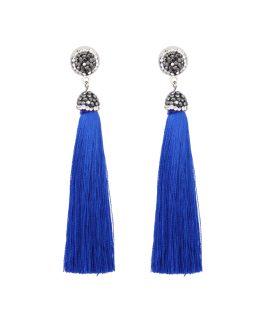 Lange chique blauwe tassel oorbellen