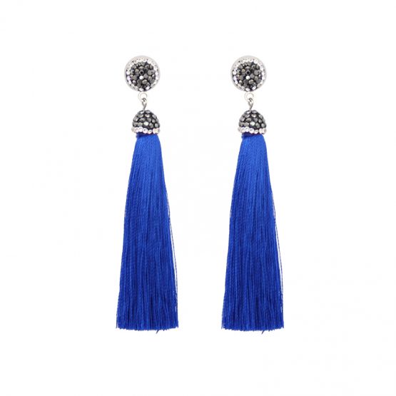 Lange chique blauwe tassel oorbellen