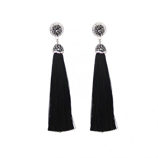 Lange chique zwarte tassel oorbellen