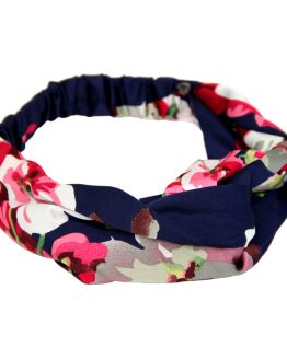 Blauwe haarband met bloemen