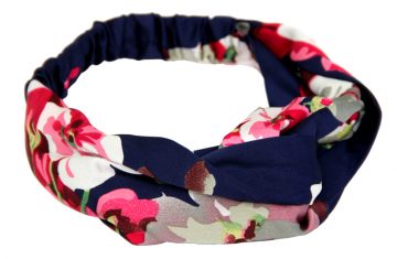Blauwe haarband met bloemen