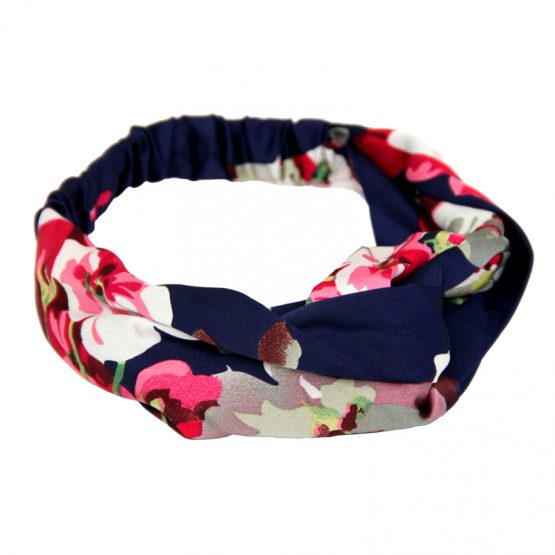 Blauwe haarband met bloemen