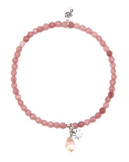 roze kralen armband met bedel