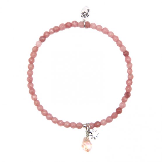 roze kralen armband met bedel