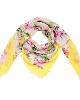 Gele sjaal met bloemen en ananas