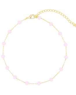 enkelbandje met roze steentjes