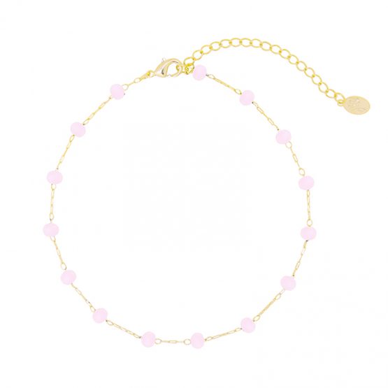enkelbandje met roze steentjes