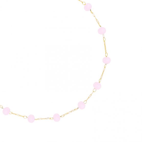 enkelbandje met roze steentjes