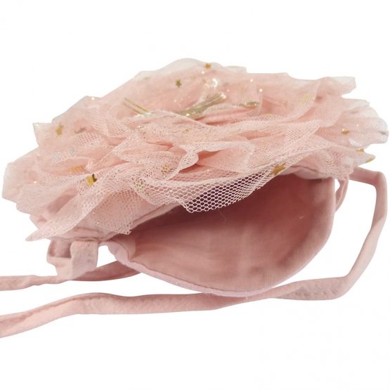 roze kindertasje van chiffon met sterren en kroon
