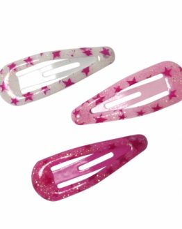 Roze klikklak haarspeldjes met sterren