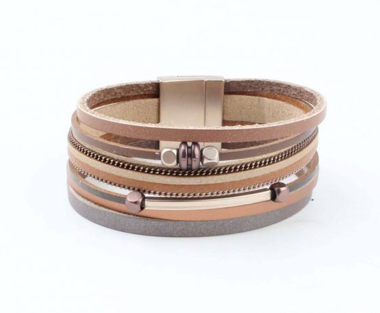 bruine wikkelarmband met magneetsluiting