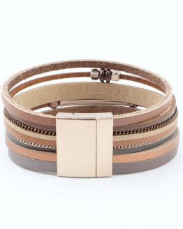 bruine wikkelarmband met magneetsluiting
