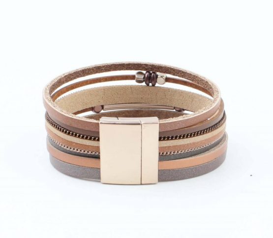 bruine wikkelarmband met magneetsluiting