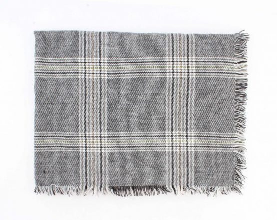 Stoere zwart/witte sjaal met rafels - Afbeelding 2