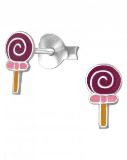 zilveren kinder oorbellen lolly