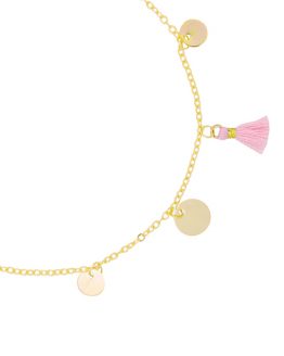 enkelbandje met roze tassel