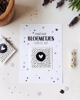 kaart voor de juf met bloemzaadjes
