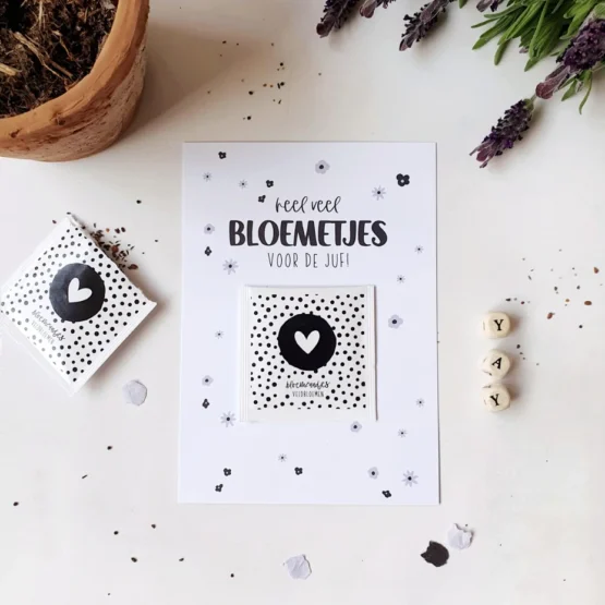 kaart voor de juf met bloemzaadjes