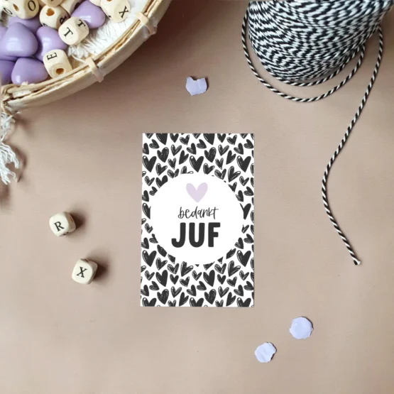bedank kaartje voor de juf