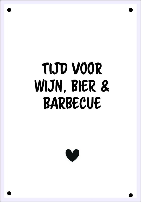tuinposter tijd voor wijn, bier en barbeque
